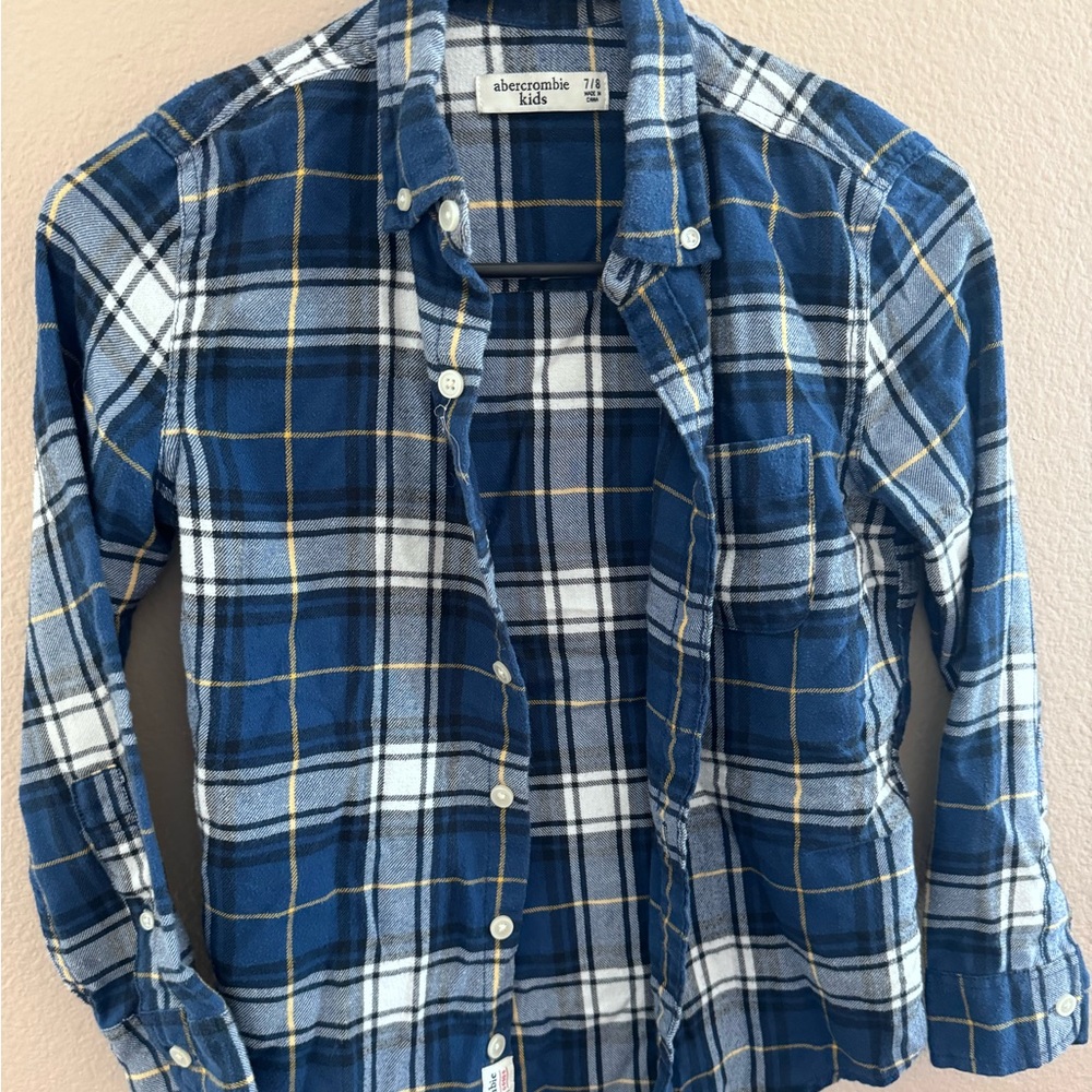 Boys, Abercrombie flannel, blue, black and white